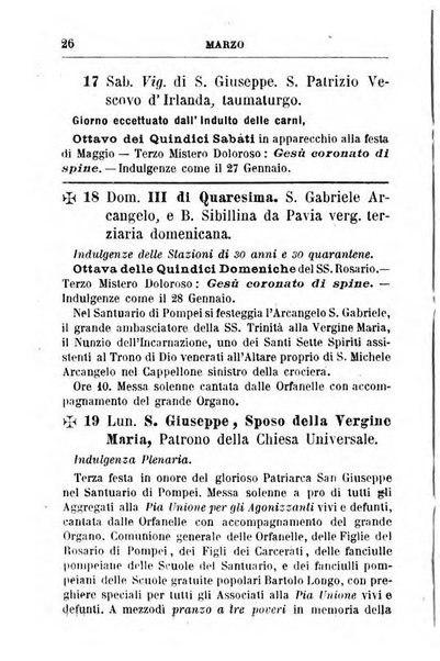 Calendario del Santuario di Pompei per l'anno ...