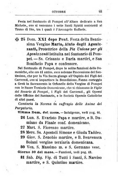 Calendario del Santuario di Pompei per l'anno ...