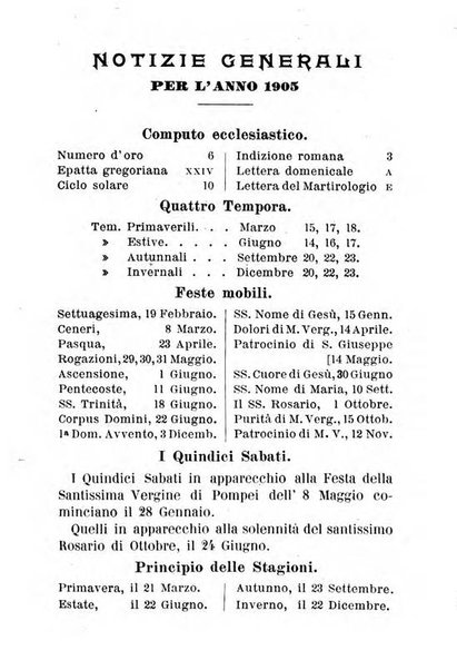 Calendario del Santuario di Pompei per l'anno ...