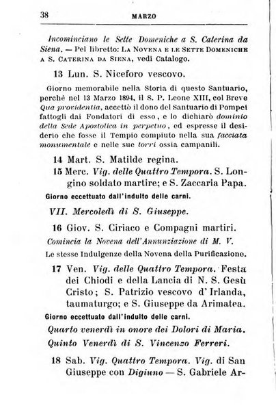 Calendario del Santuario di Pompei per l'anno ...