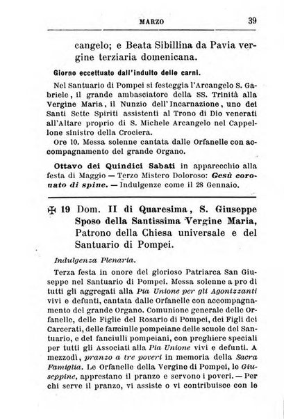 Calendario del Santuario di Pompei per l'anno ...