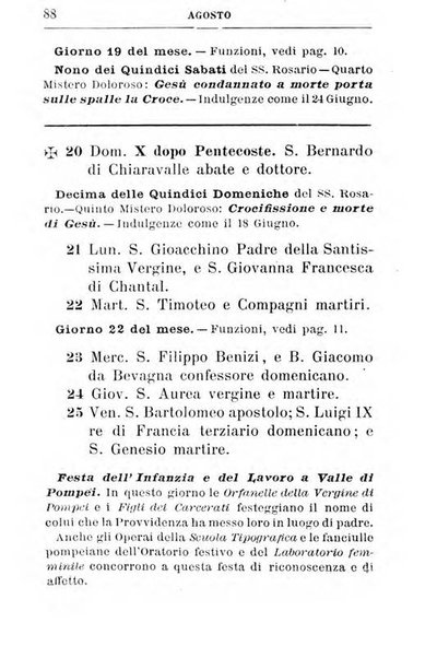 Calendario del Santuario di Pompei per l'anno ...