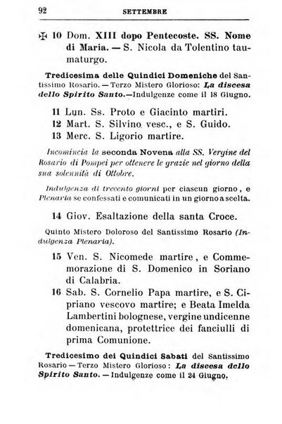 Calendario del Santuario di Pompei per l'anno ...