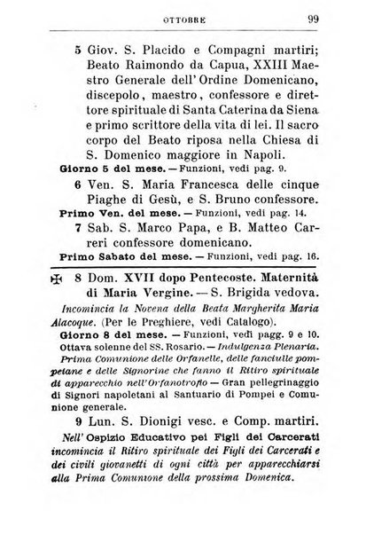 Calendario del Santuario di Pompei per l'anno ...