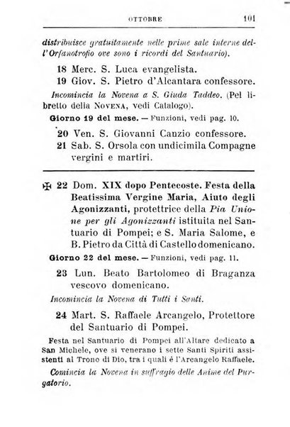 Calendario del Santuario di Pompei per l'anno ...