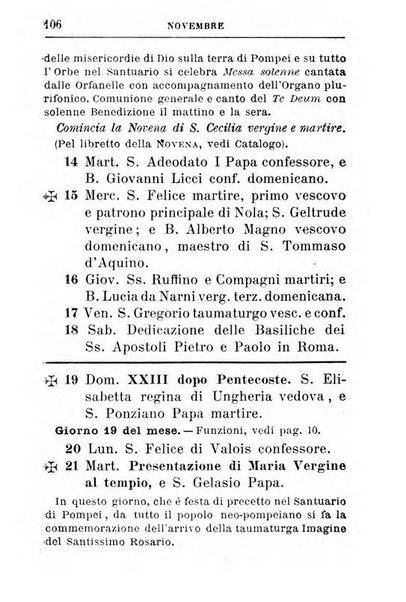 Calendario del Santuario di Pompei per l'anno ...