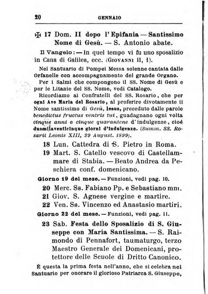 Calendario del Santuario di Pompei per l'anno ...