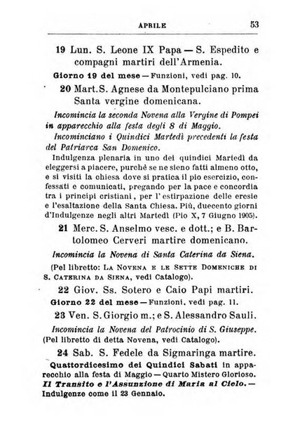 Calendario del Santuario di Pompei per l'anno ...