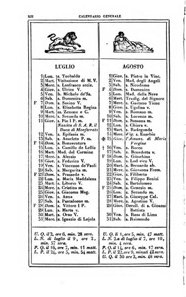 Calendario generale del Regno pel ... compilato d'ordine del Re per cura del Ministero dell'interno ...