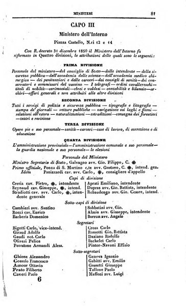 Calendario generale del Regno pel ... compilato d'ordine del Re per cura del Ministero dell'interno ...