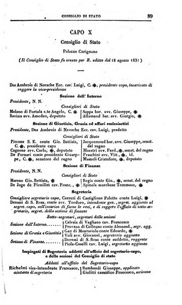 Calendario generale del Regno pel ... compilato d'ordine del Re per cura del Ministero dell'interno ...