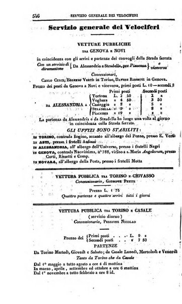 Calendario generale del Regno pel ... compilato d'ordine del Re per cura del Ministero dell'interno ...