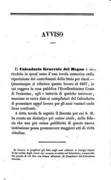 Calendario generale del Regno pel ... compilato d'ordine del Re per cura del Ministero dell'interno ...