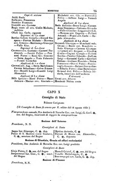 Calendario generale del Regno pel ... compilato d'ordine del Re per cura del Ministero dell'interno ...