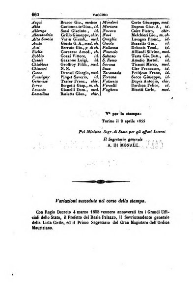 Calendario generale del Regno pel ... compilato d'ordine del Re per cura del Ministero dell'interno ...