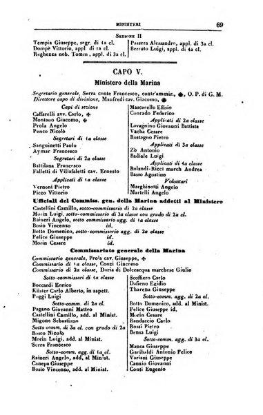 Calendario generale del Regno pel ... compilato d'ordine del Re per cura del Ministero dell'interno ...