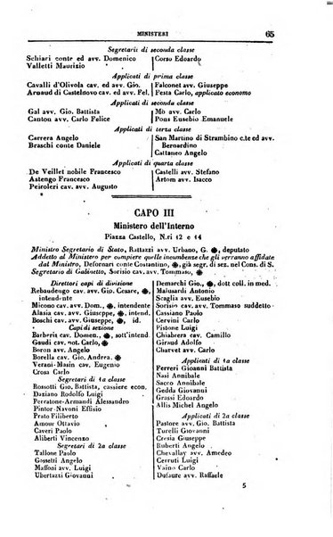 Calendario generale del Regno pel ... compilato d'ordine del Re per cura del Ministero dell'interno ...