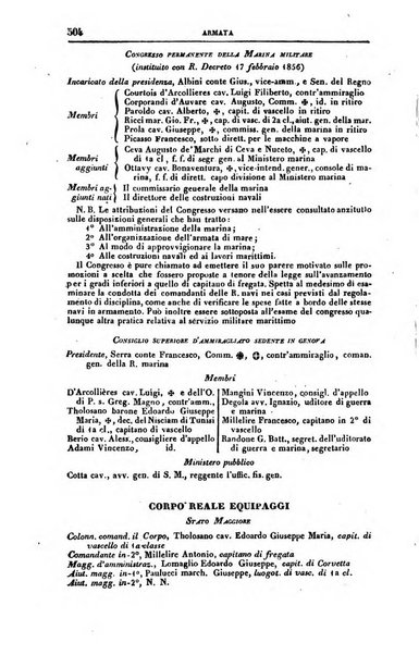 Calendario generale del Regno pel ... compilato d'ordine del Re per cura del Ministero dell'interno ...