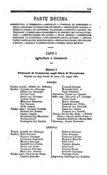 Calendario generale del Regno pel ... compilato d'ordine del Re per cura del Ministero dell'interno ...