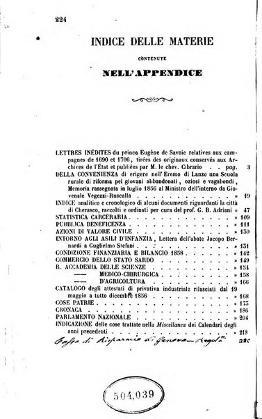 Calendario generale del Regno pel ... compilato d'ordine del Re per cura del Ministero dell'interno ...