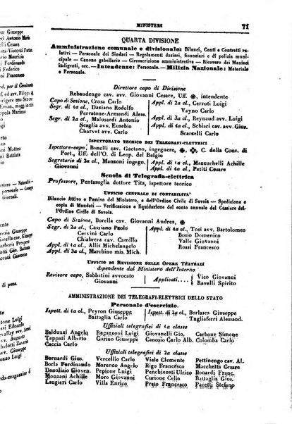 Calendario generale del Regno pel ... compilato d'ordine del Re per cura del Ministero dell'interno ...