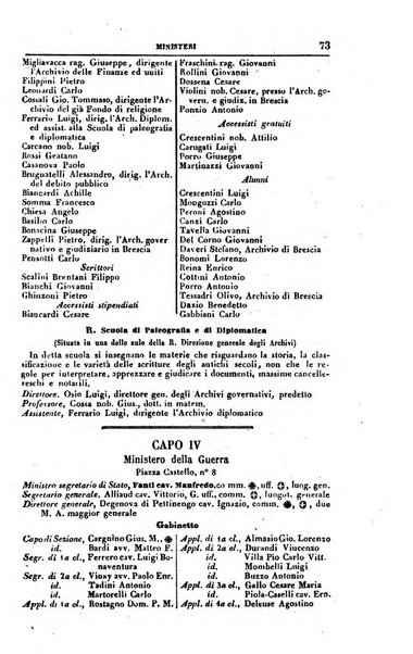 Calendario generale del Regno pel ... compilato d'ordine del Re per cura del Ministero dell'interno ...