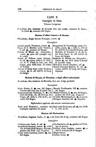 Calendario generale del Regno pel ... compilato d'ordine del Re per cura del Ministero dell'interno ...