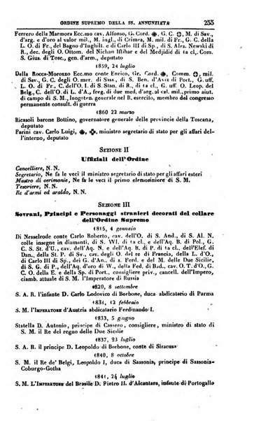 Calendario generale del Regno pel ... compilato d'ordine del Re per cura del Ministero dell'interno ...