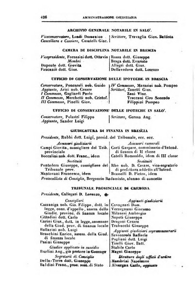 Calendario generale del Regno pel ... compilato d'ordine del Re per cura del Ministero dell'interno ...