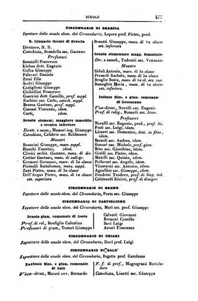 Calendario generale del Regno pel ... compilato d'ordine del Re per cura del Ministero dell'interno ...