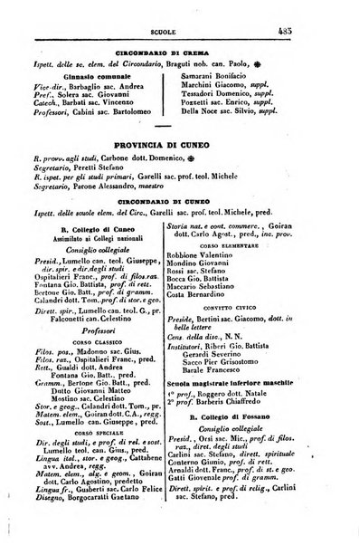 Calendario generale del Regno pel ... compilato d'ordine del Re per cura del Ministero dell'interno ...