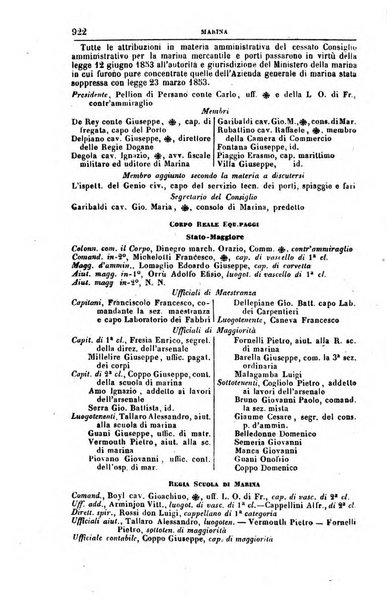 Calendario generale del Regno pel ... compilato d'ordine del Re per cura del Ministero dell'interno ...