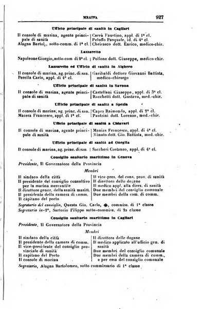 Calendario generale del Regno pel ... compilato d'ordine del Re per cura del Ministero dell'interno ...