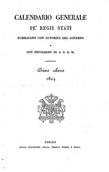 Calendario generale pe' Regii Stati pubblicato con autorità del Governo e con privilegio di S.S.R.M