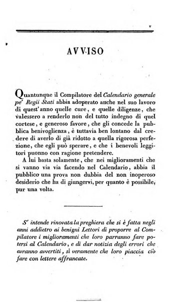 Calendario generale pe' Regii Stati pubblicato con autorità del Governo e con privilegio di S.S.R.M