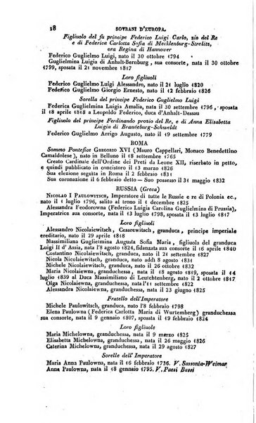 Calendario generale pe' Regii Stati pubblicato con autorità del Governo e con privilegio di S.S.R.M