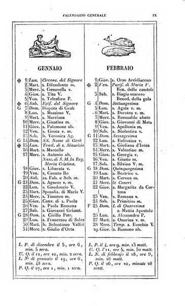 Calendario generale pe' Regii Stati pubblicato con autorità del Governo e con privilegio di S.S.R.M