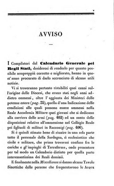 Calendario generale pe' Regii Stati pubblicato con autorità del Governo e con privilegio di S.S.R.M