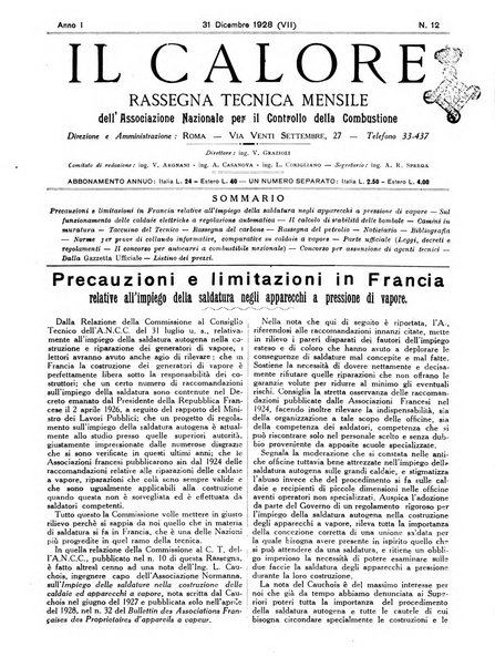 Il calore rassegna tecnica mensile dell'Associazione nazionale per il controllo della combustione