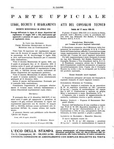 Il calore rassegna tecnica mensile dell'Associazione nazionale per il controllo della combustione