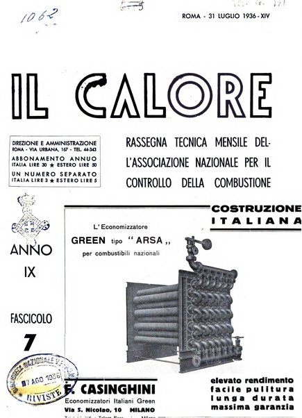 Il calore rassegna tecnica mensile dell'Associazione nazionale per il controllo della combustione