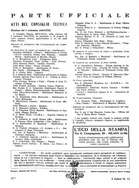 Il calore rassegna tecnica mensile dell'Associazione nazionale per il controllo della combustione