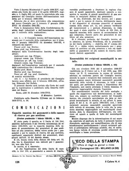 Il calore rassegna tecnica mensile dell'Associazione nazionale per il controllo della combustione