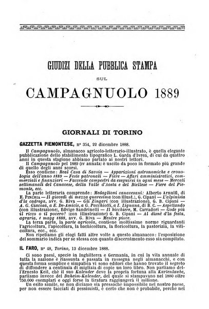 Il campagnuolo almanacco strenna agricolo letterario illustrato