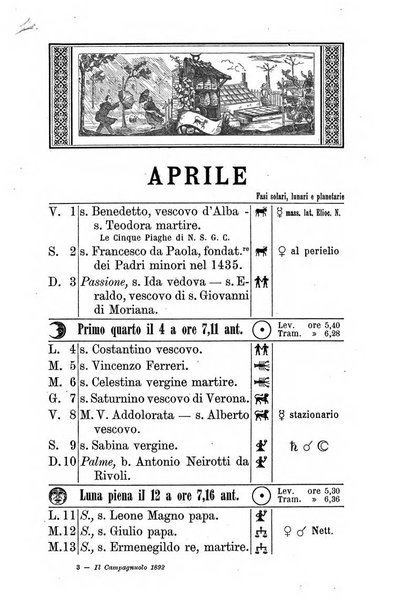 Il campagnuolo almanacco strenna agricolo letterario illustrato