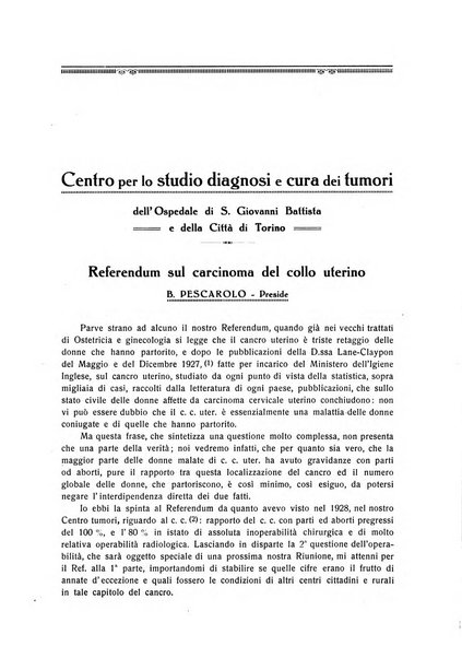 Il Cancro rivista trimestrale del centro per lo studio, diagnosi e cura dei tumori