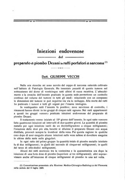 Il Cancro rivista trimestrale del centro per lo studio, diagnosi e cura dei tumori