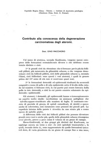 Il Cancro rivista trimestrale del centro per lo studio, diagnosi e cura dei tumori