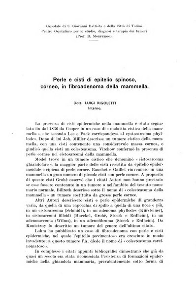 Il Cancro rivista trimestrale del centro per lo studio, diagnosi e cura dei tumori