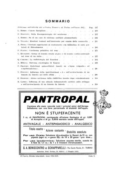 Il Cancro rivista trimestrale del centro per lo studio, diagnosi e cura dei tumori